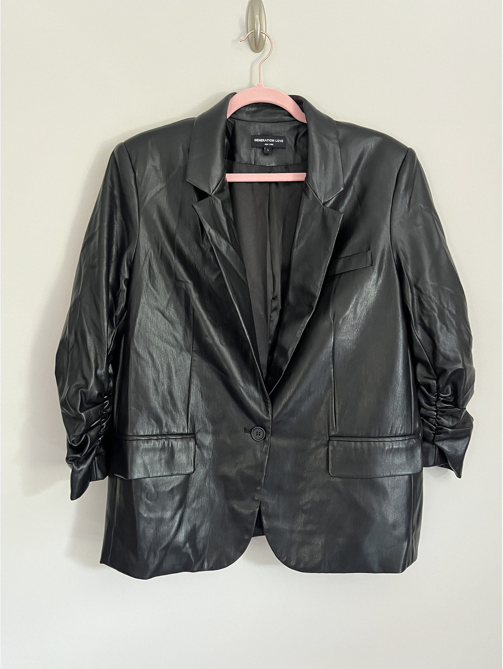Generation Love "Millie" Vegan Leather Blazer, Black, Large